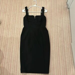 Saloni crystal embellished crepe midi dress black